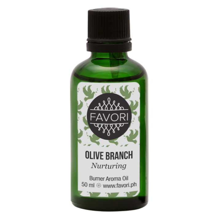 A 50 ml bottle of FAVORI Olive Branch Burner Aroma Oil.