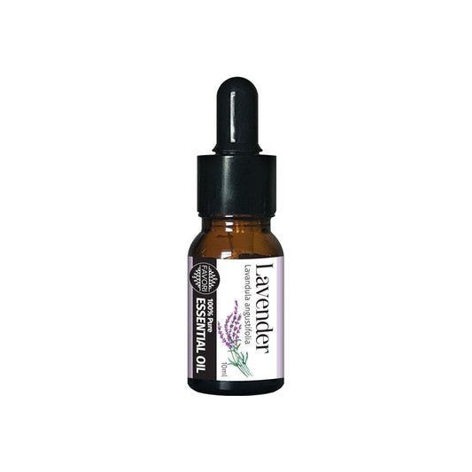 A bottle of FAVORI Scents Lavender 100% Pure Essential Oil with a dropper.