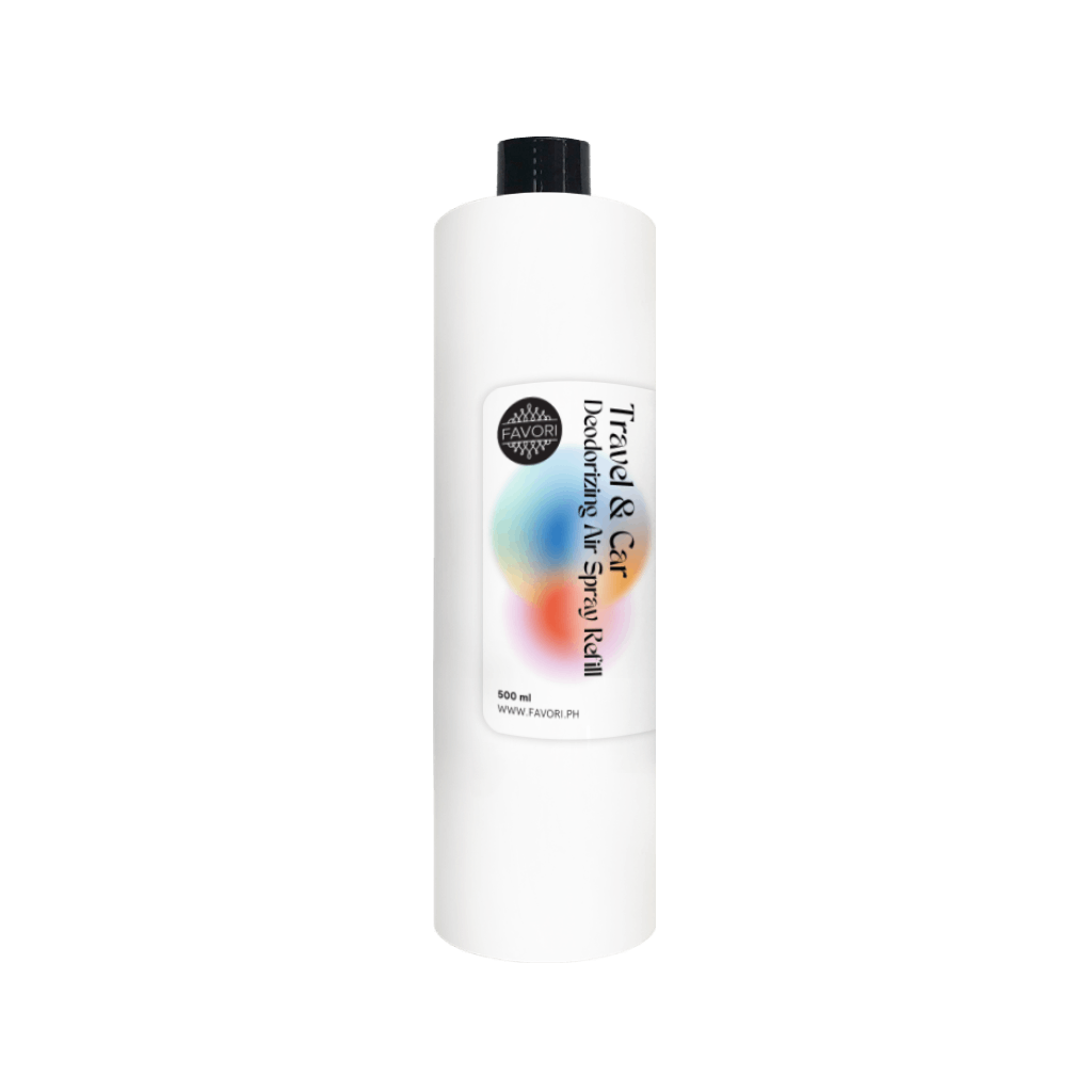 A white cylindrical 200ml FAVORI Scents Travel & Car Deodorizing Air Spray (AS) with a black cap.