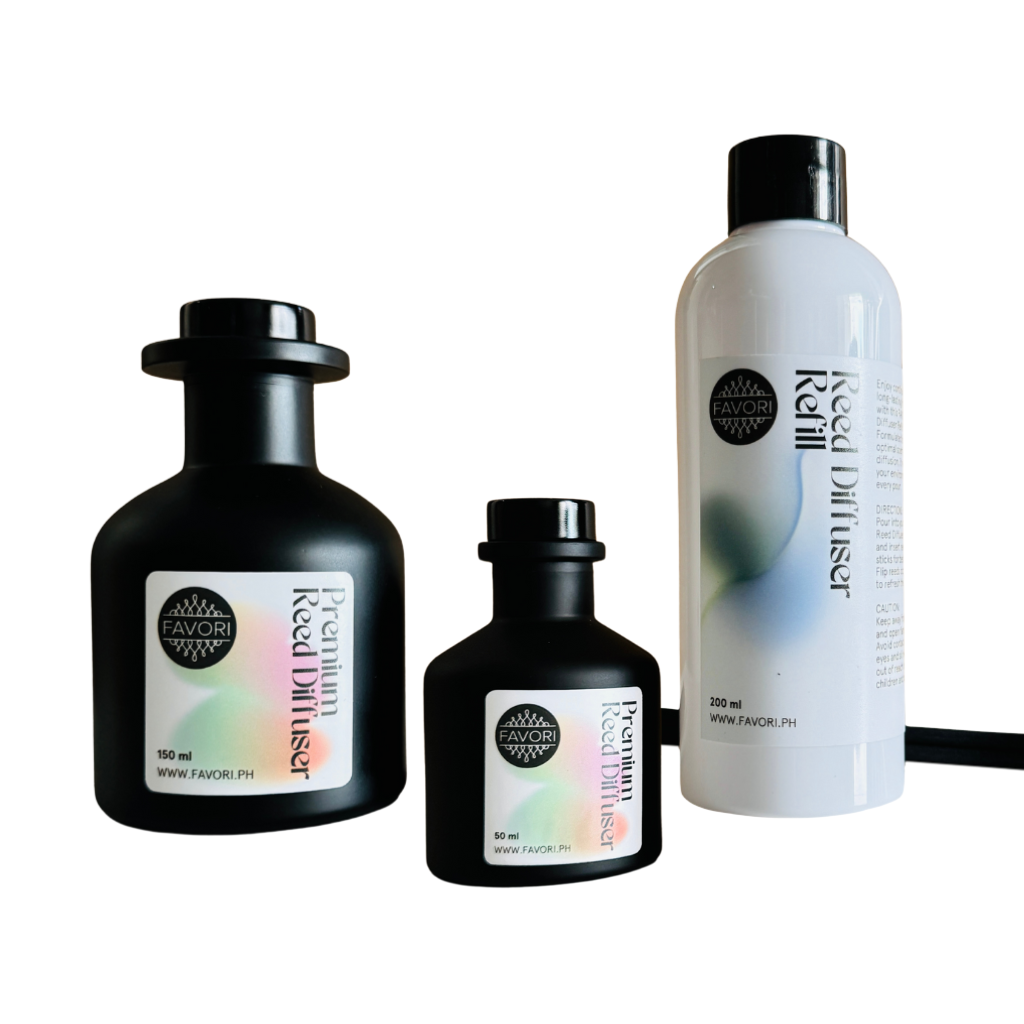 The FAVORI Scents Trio Premium Reed Diffuser (TPRD) features fiber reeds for a long-lasting aroma.